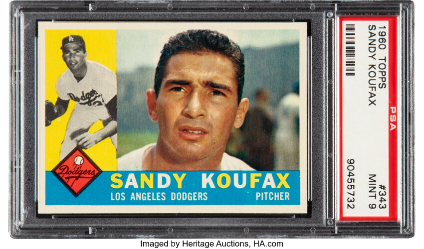 Sold at Auction: 1960 Topps Baseball, SANDY KOUFAX, Card #343, LOS