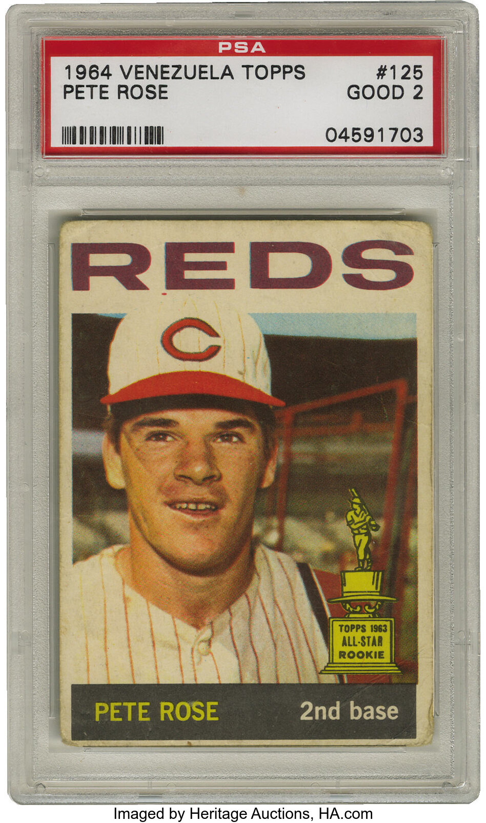 1964 Venezuela Topps Pete Rose #125 PSA Good 2. Tough Venezuela, Lot  #10150