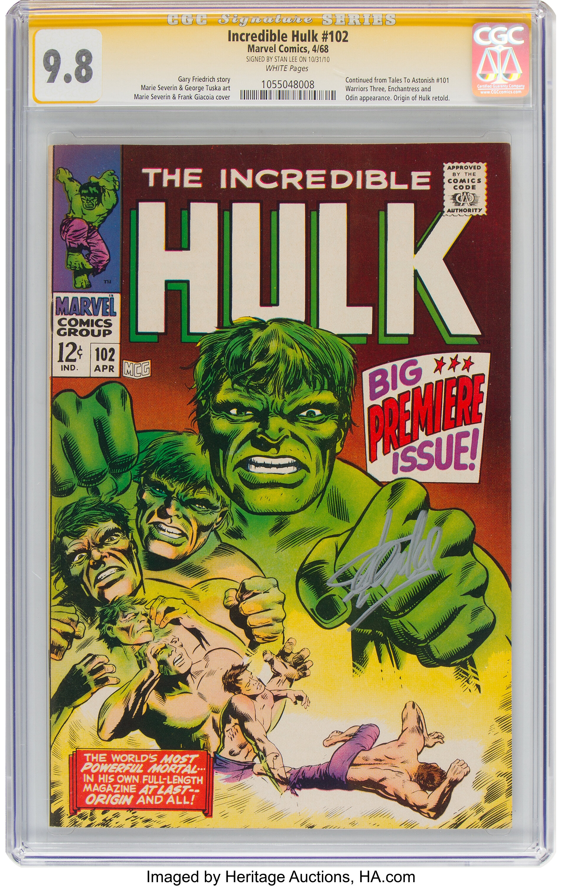 The Incredible Hulk #102 Signature Series - Stan Lee (Marvel, 1968 ...