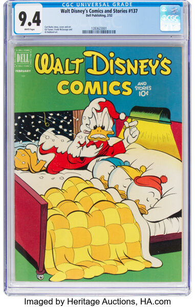 Golden Age (1938-1955):Cartoon Character, Walt Disney's Comics and Stories #137 (Dell, 1952) CGC NM 9.4 Whitepages....