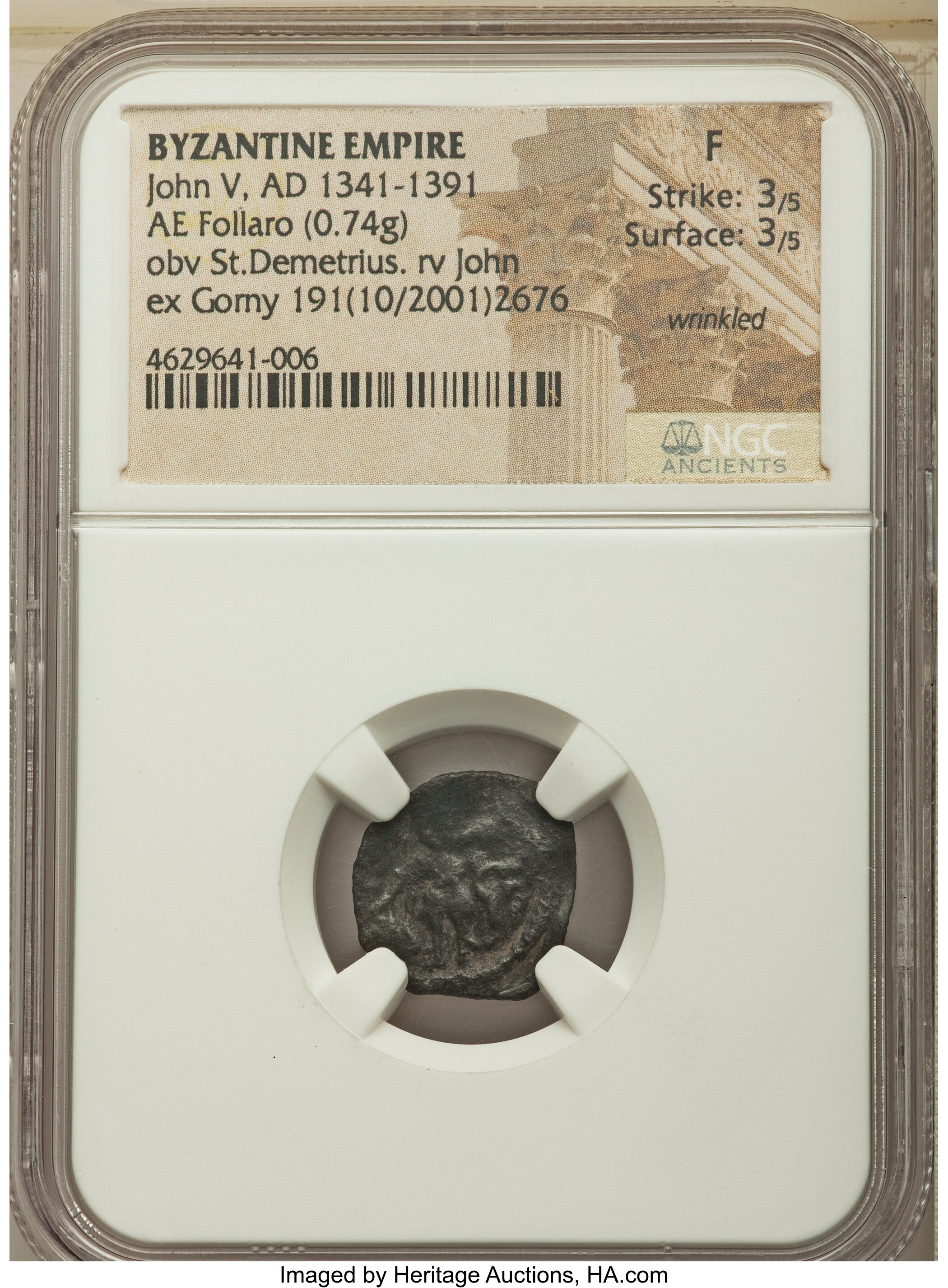 Ancients John V Paleologus Ad 1341 1391 Ae Follaro 16mm 0 74 Lot Heritage Auctions