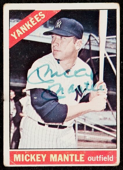 Mickey Mantle Signed 1966 Topps #50 DP (PSA Encapsulated)