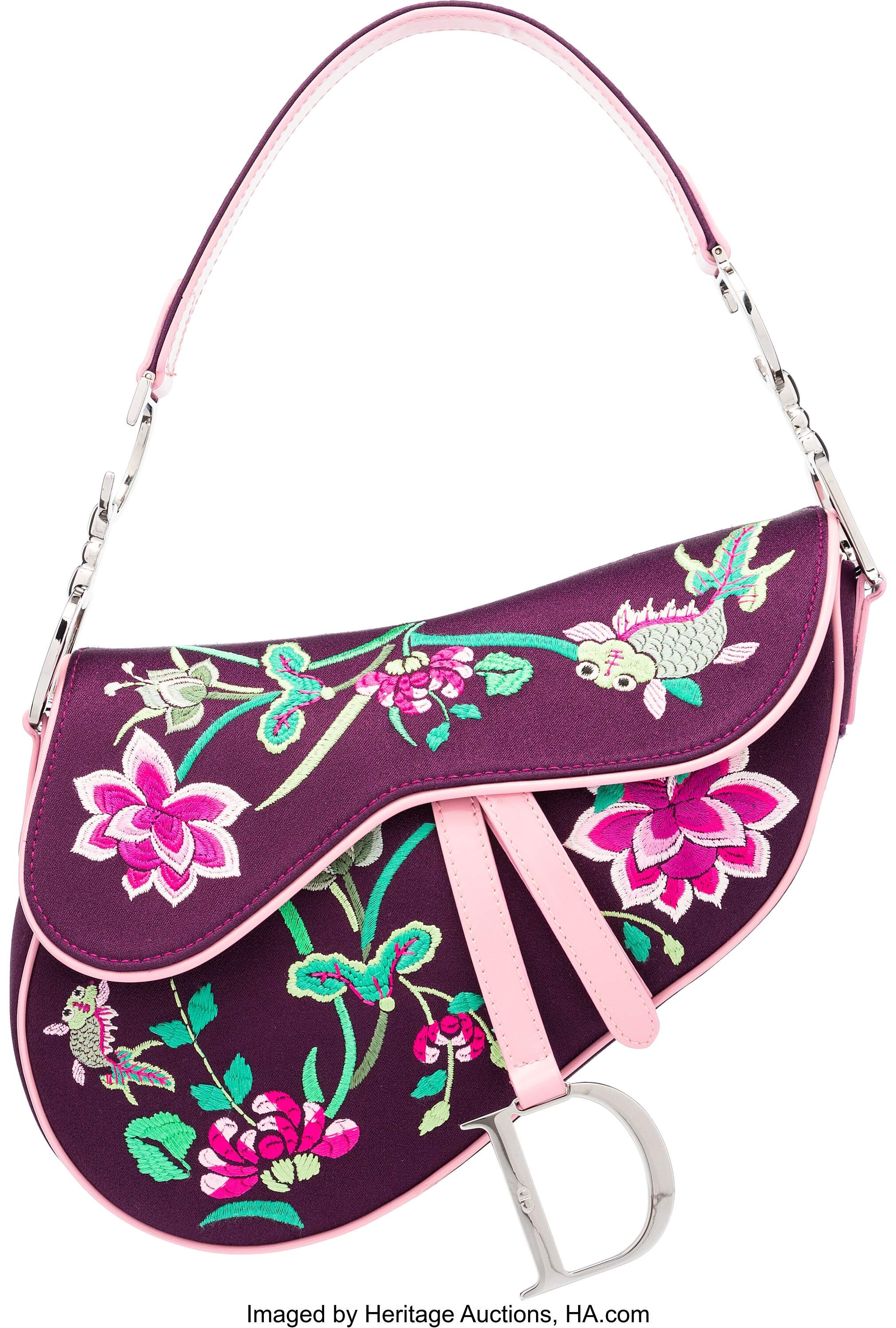 Christian Dior Pre-owned Floral-Embroidered Saddle Bag