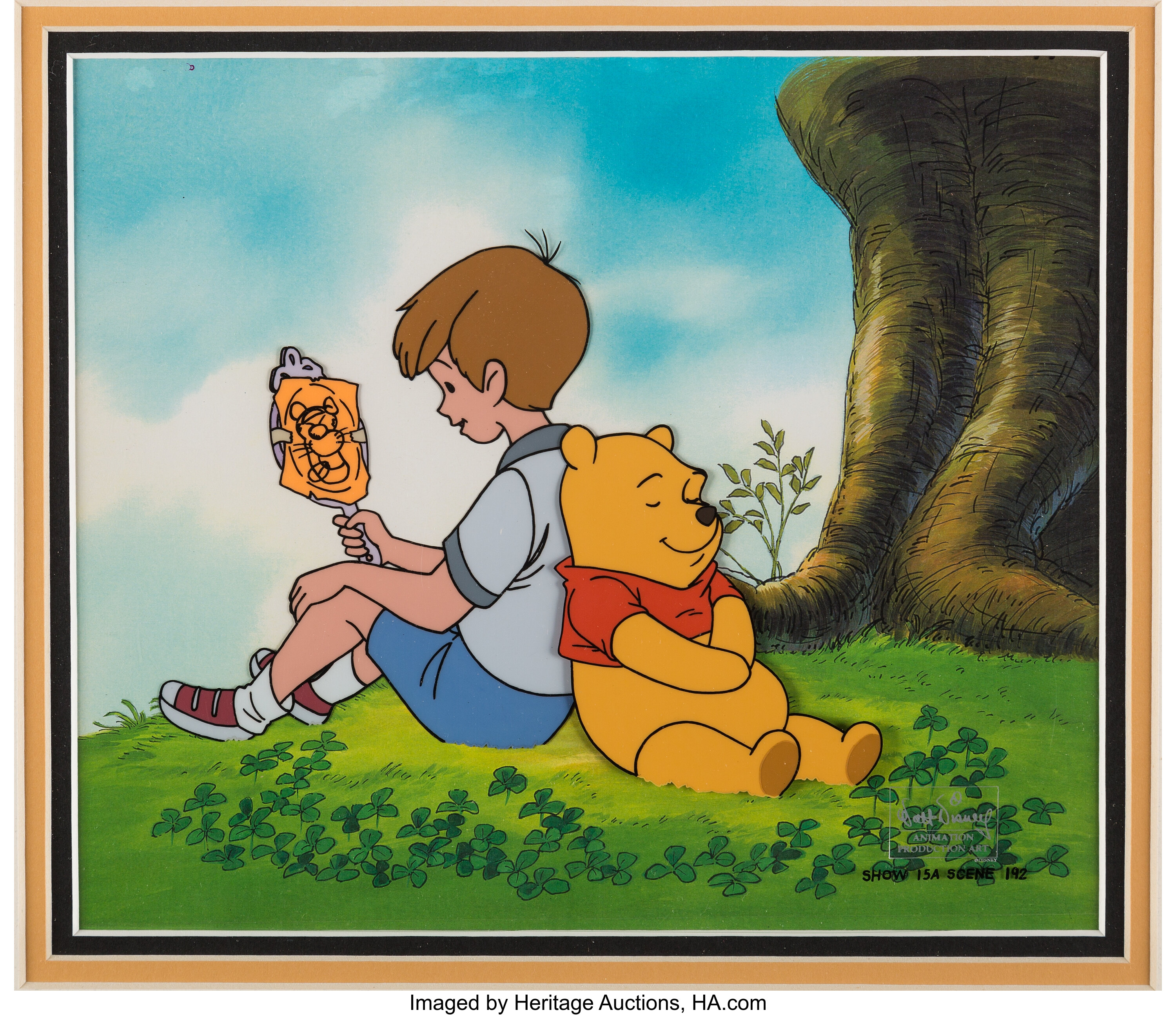 Winnie The Pooh Christopher Robin Original Production Cel And Original Background Set Up Lupon 