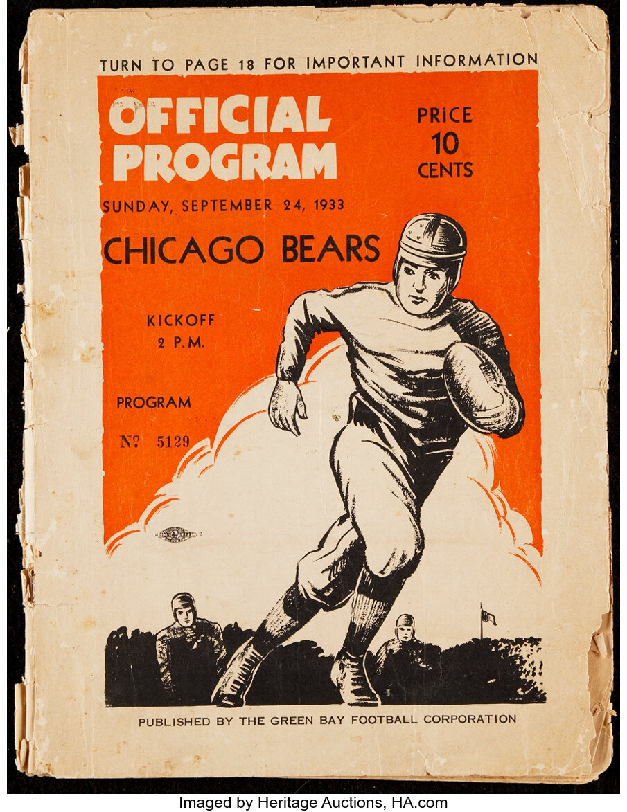 1933 Bears vs. Packers Program - Bears Championship Season., Lot #43298