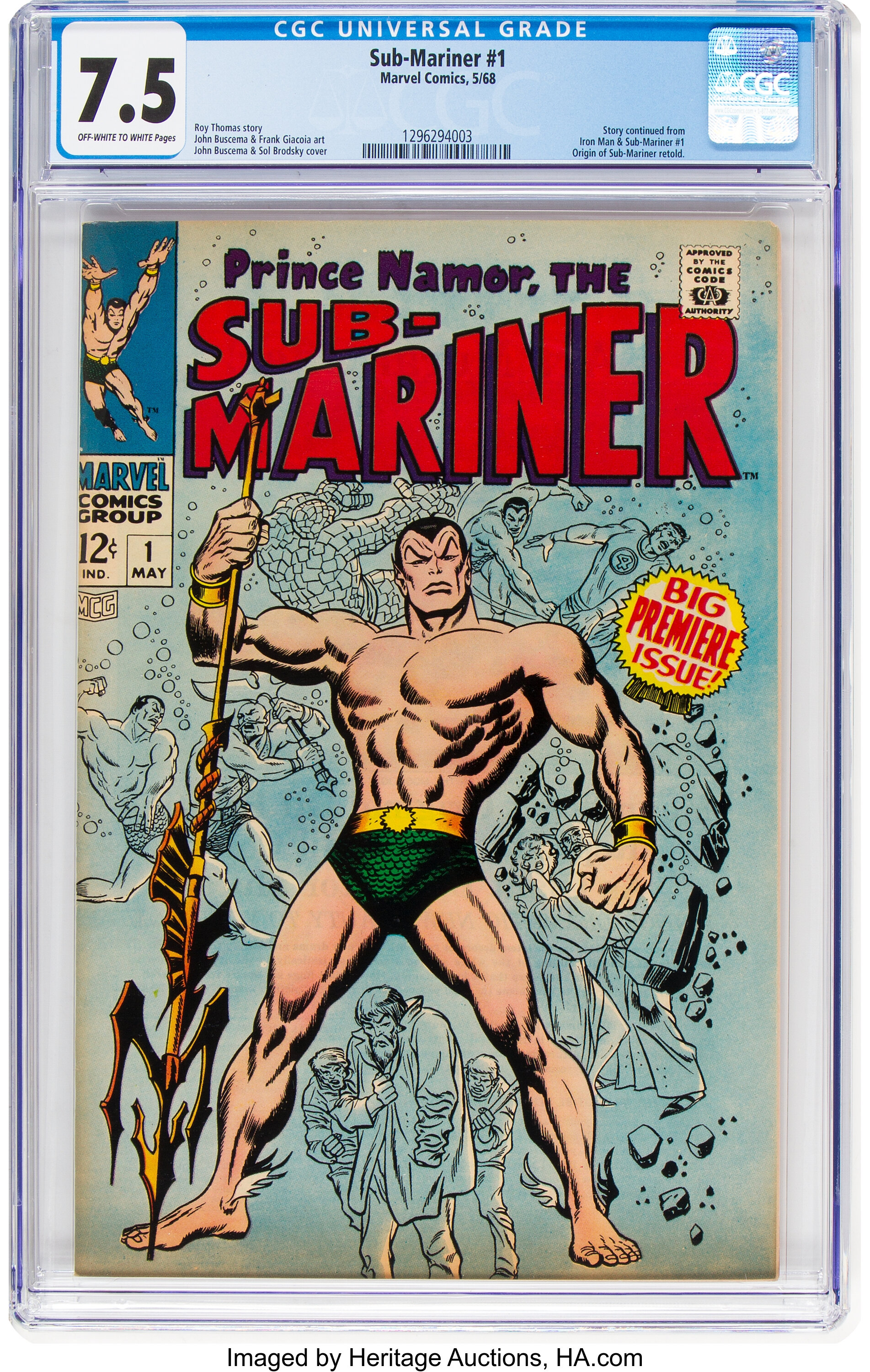 The Sub-Mariner #1 (Marvel, 1968) CGC VF- 7.5 Off-white to white | Lot