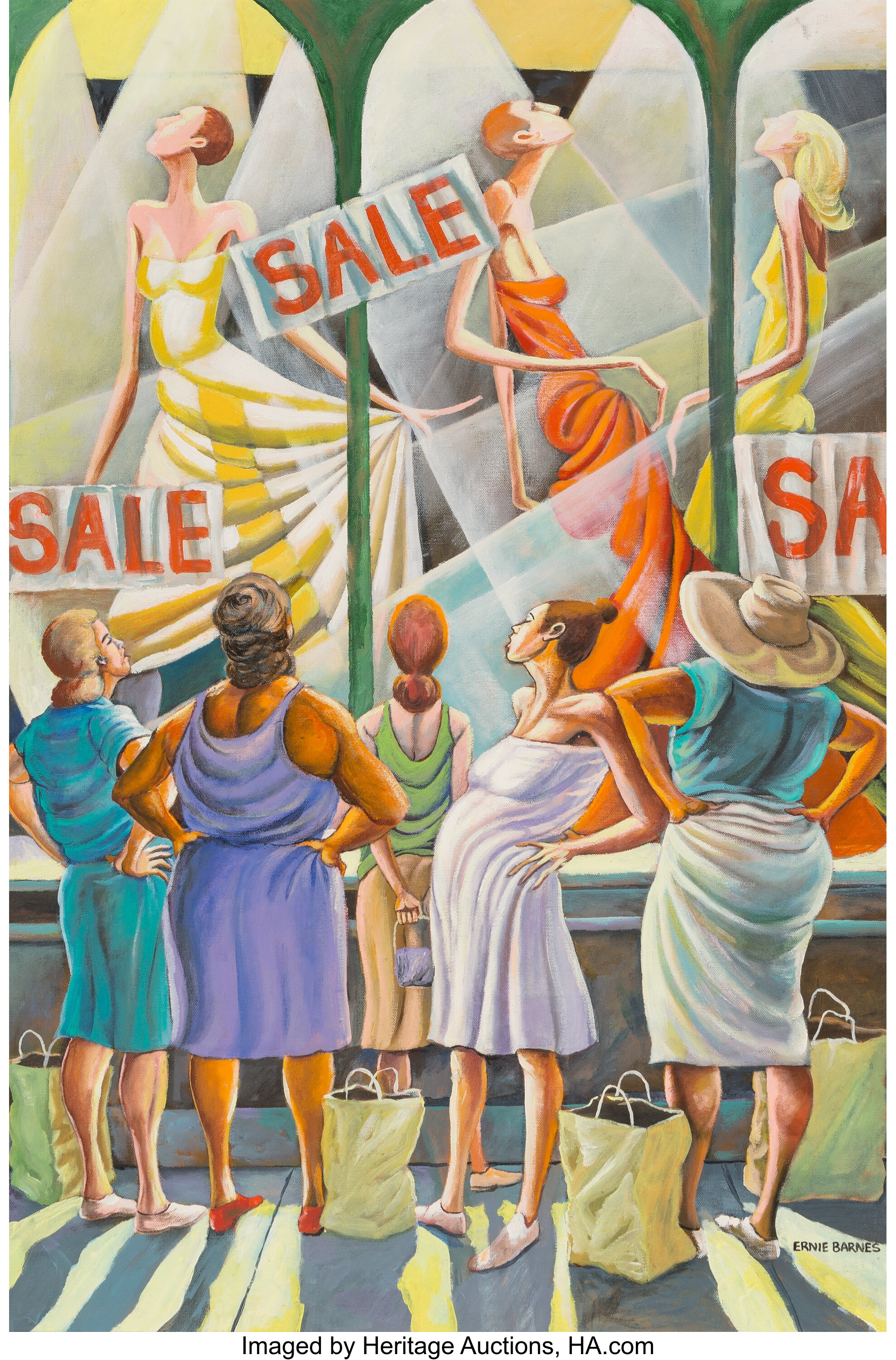 Ernie Barnes 1938 2009 Window Wishing Oil On Canvas 36 X 24