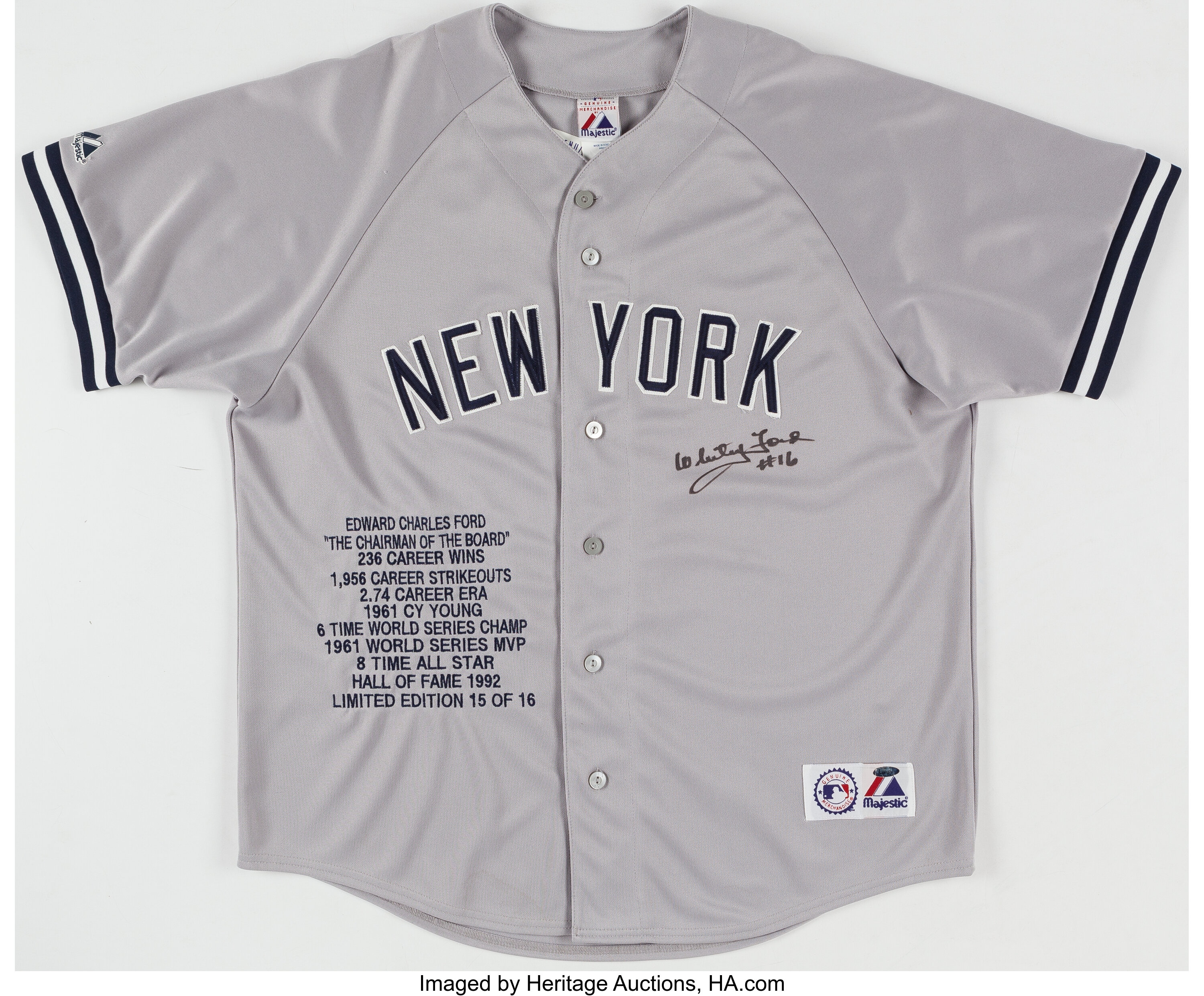 Whitey Ford 1961 Cy Young Signed Authentic New York Yankees