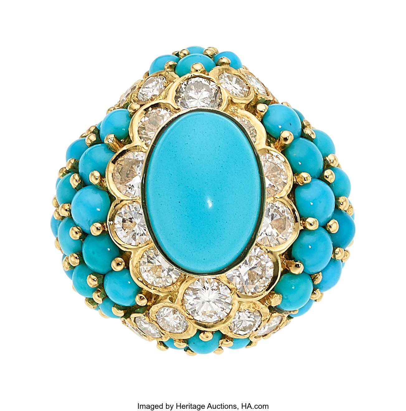 Diamond, Turquoise, Chrysoprase, Gold Ring. ... Estate Jewelry | Lot ...