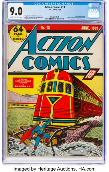 Golden Age (1938-1955):Superhero, Action Comics #13 (DC, 1939) CGC VF/NM 9.0 Cream to off-white pages....