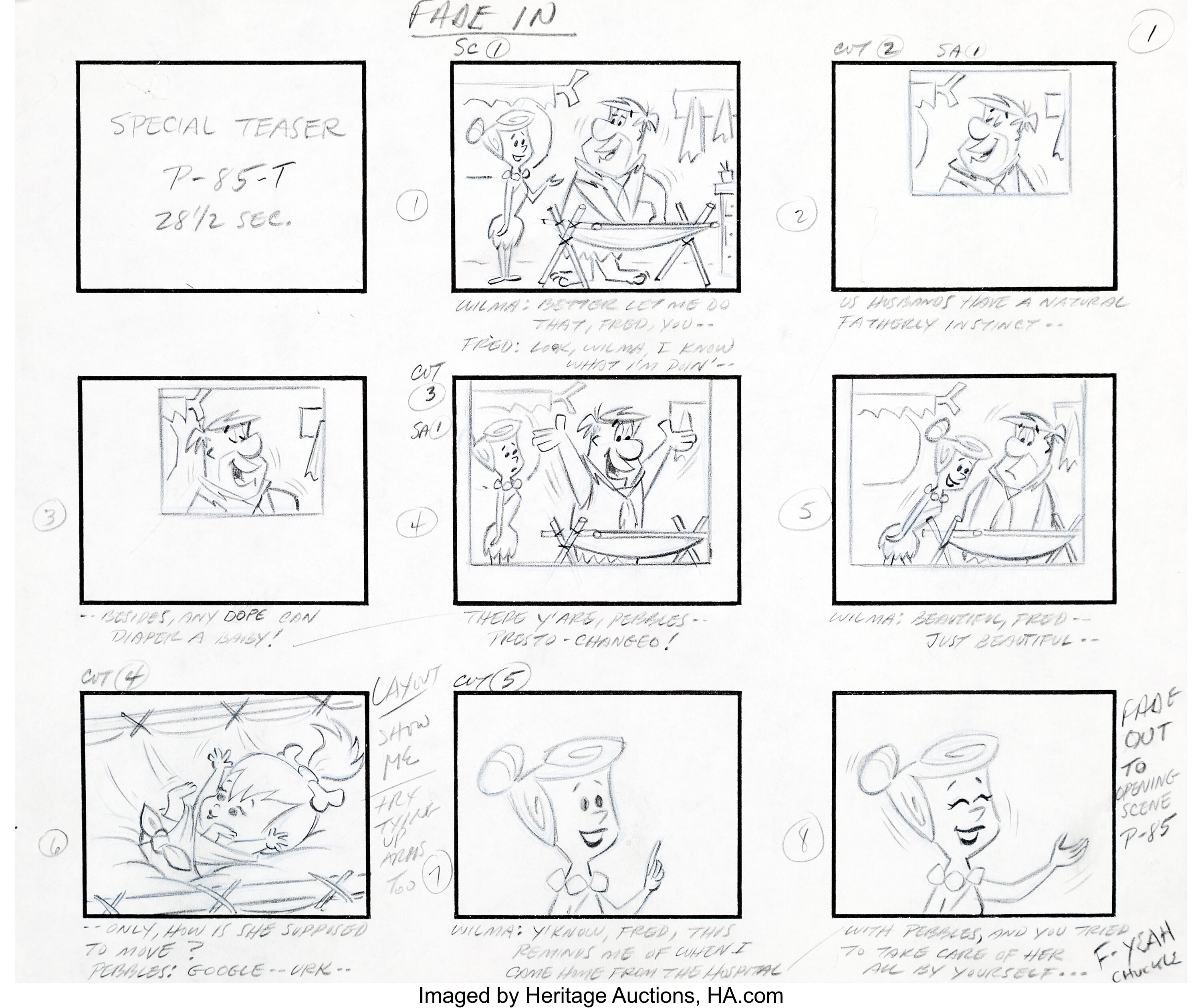 The Flintstones Baby Pebbles Storyboard Original Art Lot 97641 Heritage Auctions