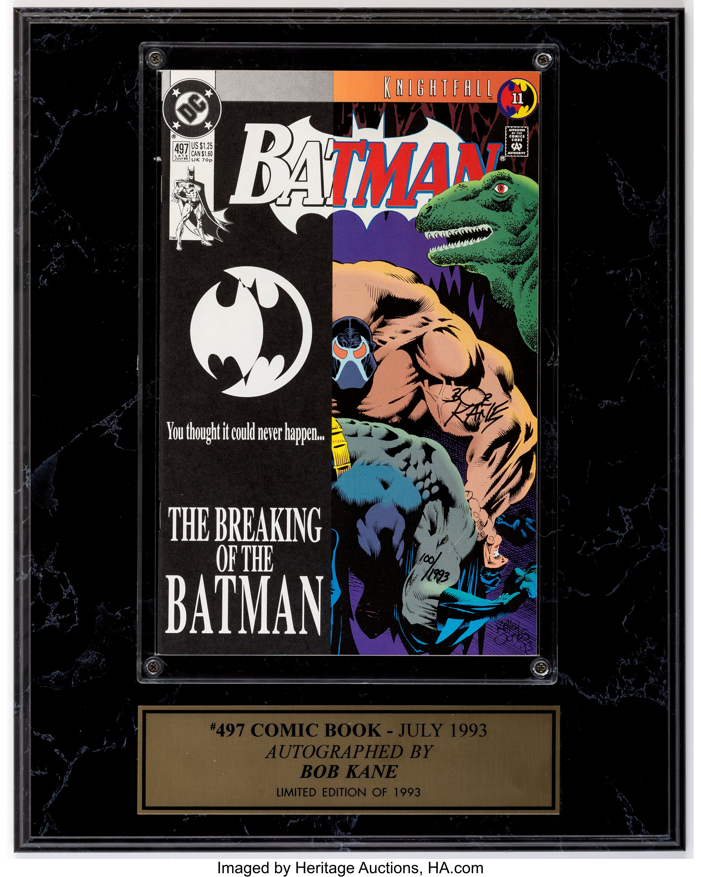 Bob Kane Commemorative Batman #497 Signed Limited Edition Plaque | Lot  #14703 | Heritage Auctions