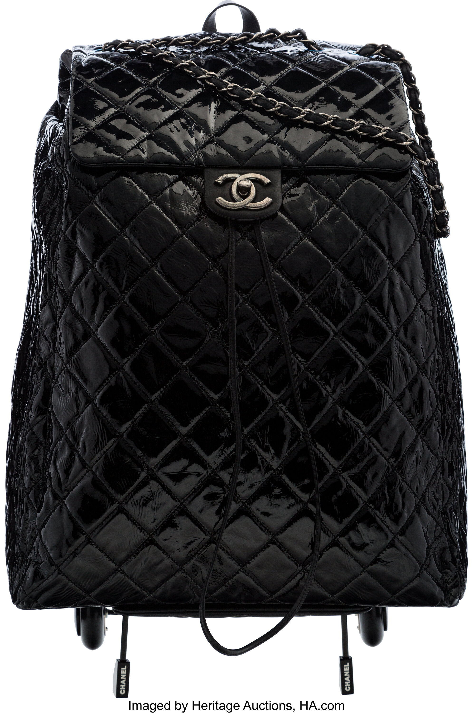 sector Verdrag krullen Chanel Black Quilted Distressed Patent Leather Shopping Trolley. | Lot  #58112 | Heritage Auctions