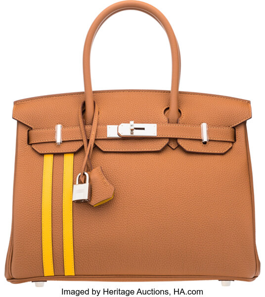 Hermès Gold/Jaune D'ambre Togo and Swift Leather Palladium Finish