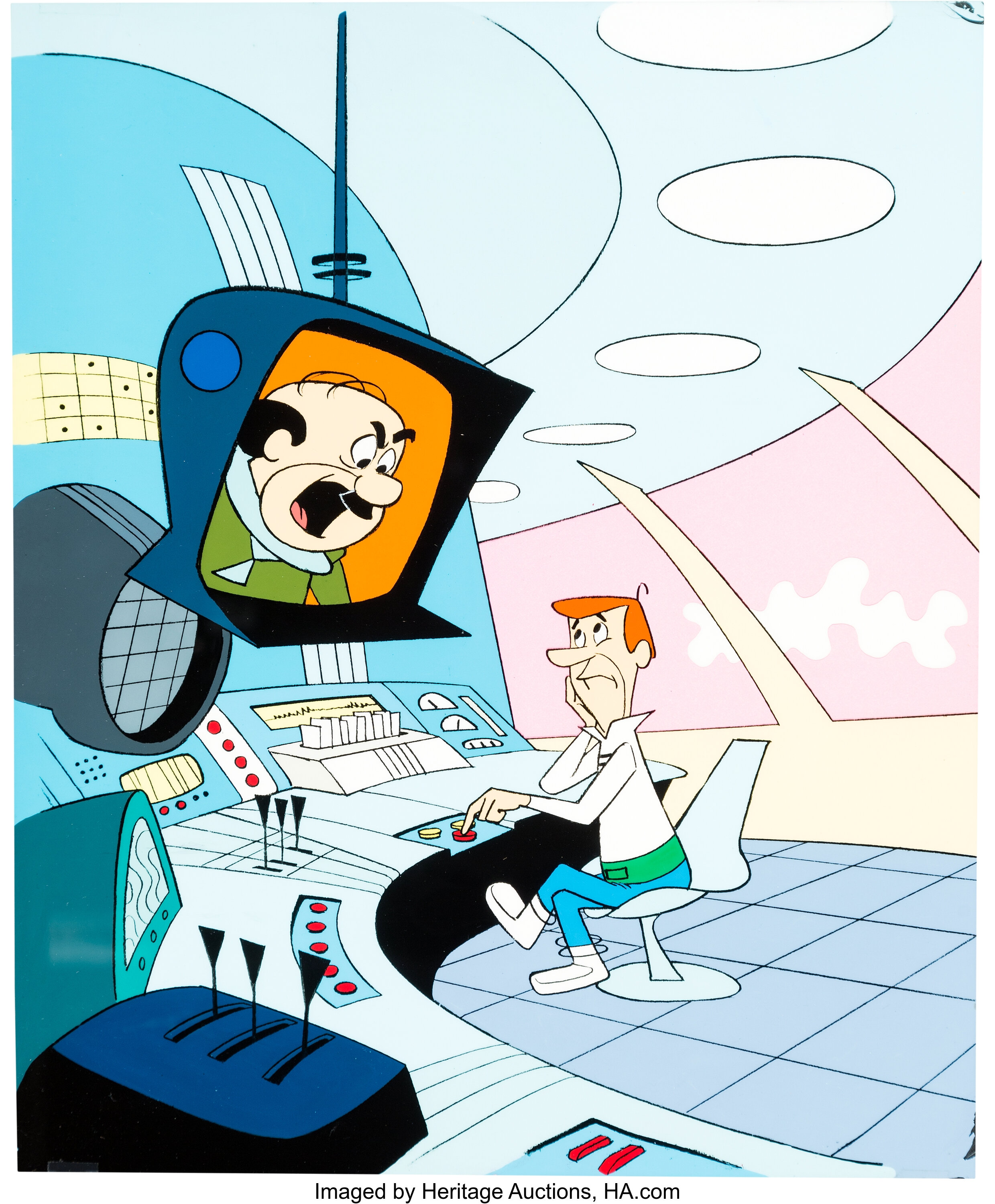 The Jetsons Mr Spacely And George Jetson Publicity Cel Lot 97694