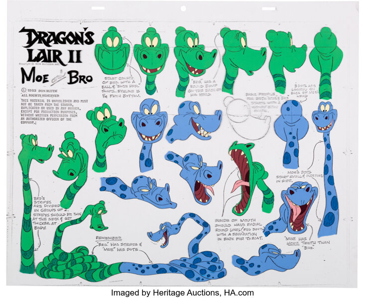 Dragon S Lair Ii Time Warp Model Sheet Cels Group Of 5 Don Bluth Lot Heritage Auctions