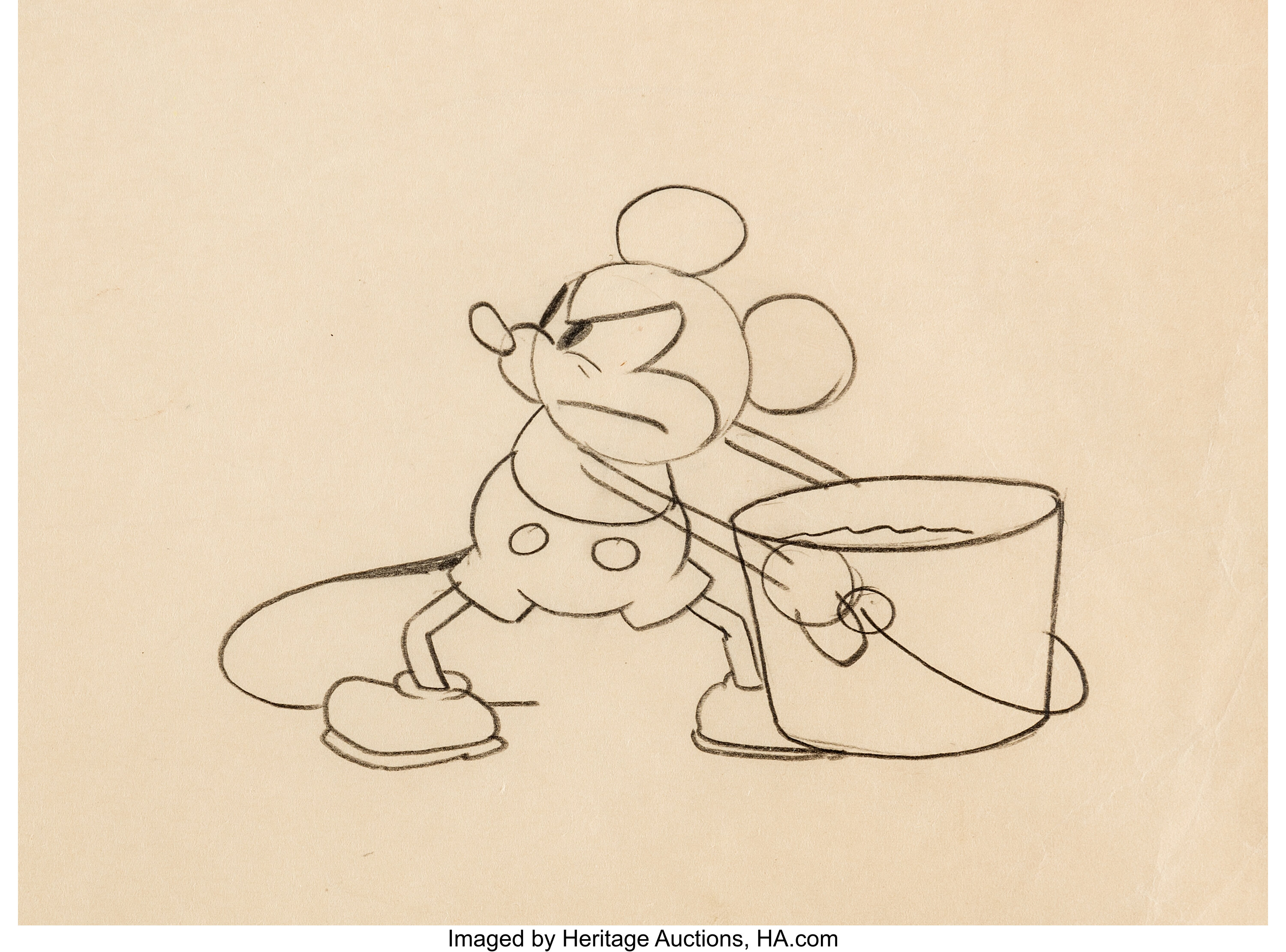 Steamboat Willie Mickey Mouse Animation Drawing Original Art Walt