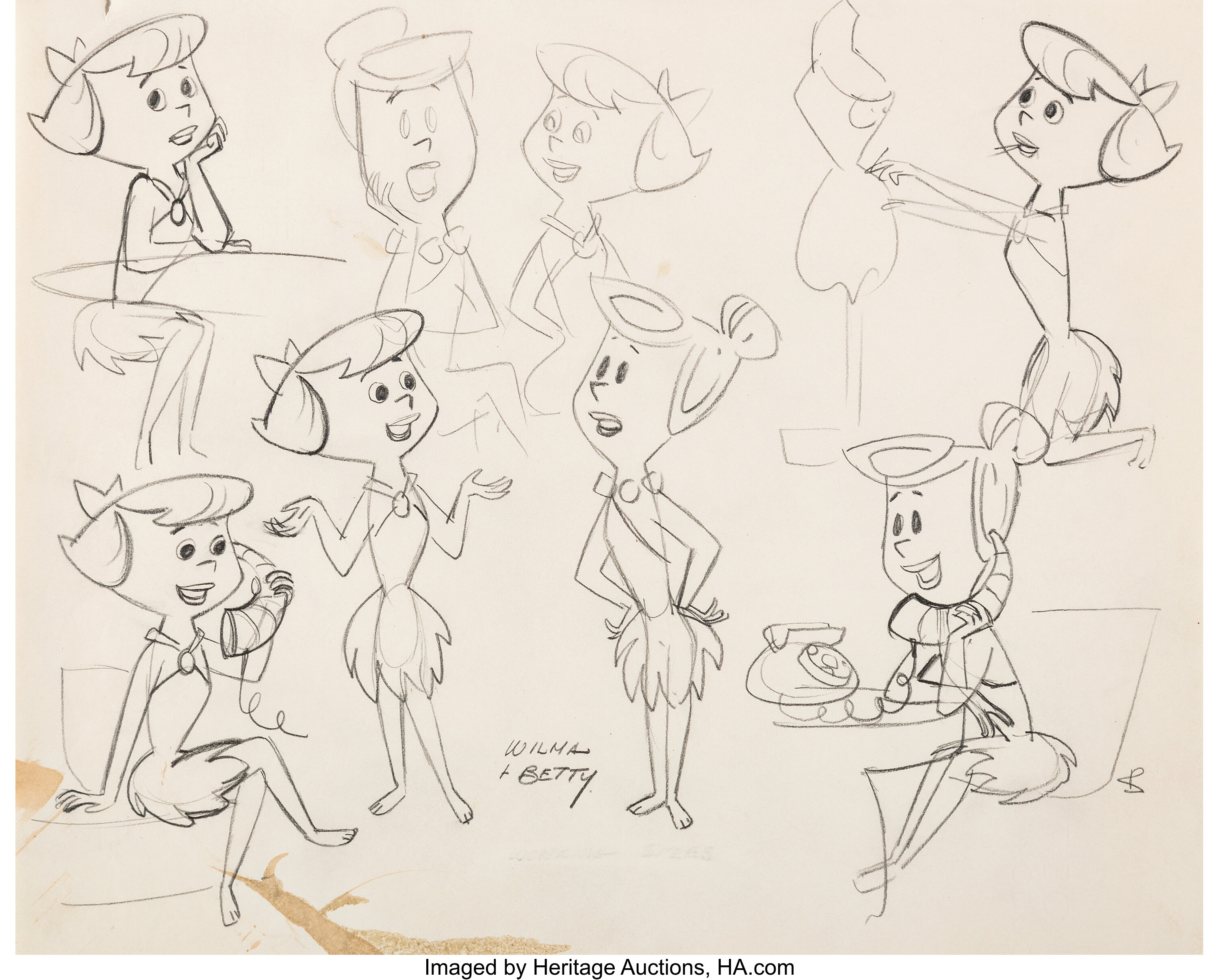 The Flintstones Wilma And Betty Model Sheet Hanna Barbera C Lot 97662 Heritage Auctions 3726