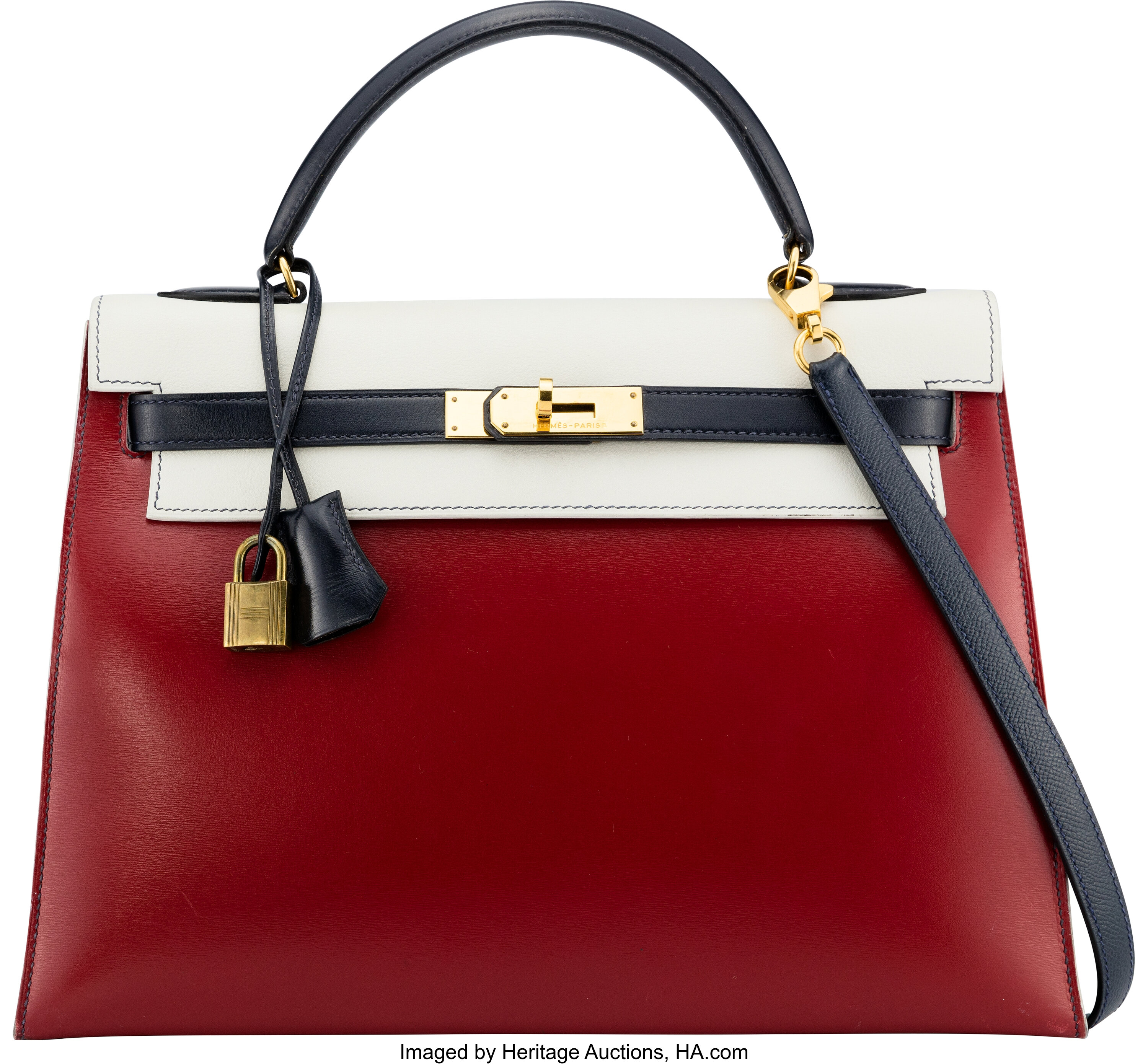 Rouge Vif Kelly 32cm in Ostrich Leather with Palladium Hardware