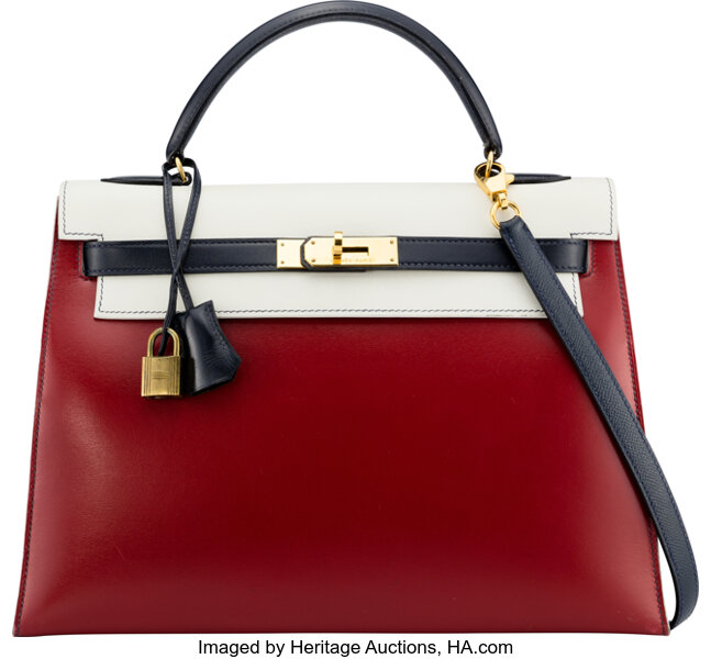 Vintage Hermes Kelly Sellier 32 Rouge Vif Box Gold Hardware