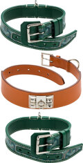 GOYARD Collar for dog and its lead in green leather and …