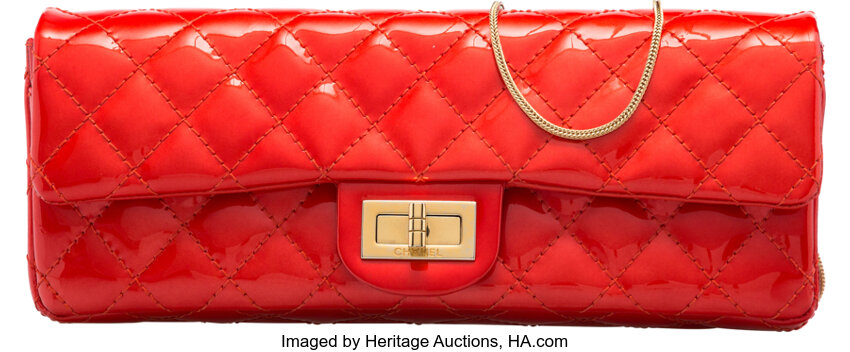 Chanel Red Quilted Patent Reissue Clutch