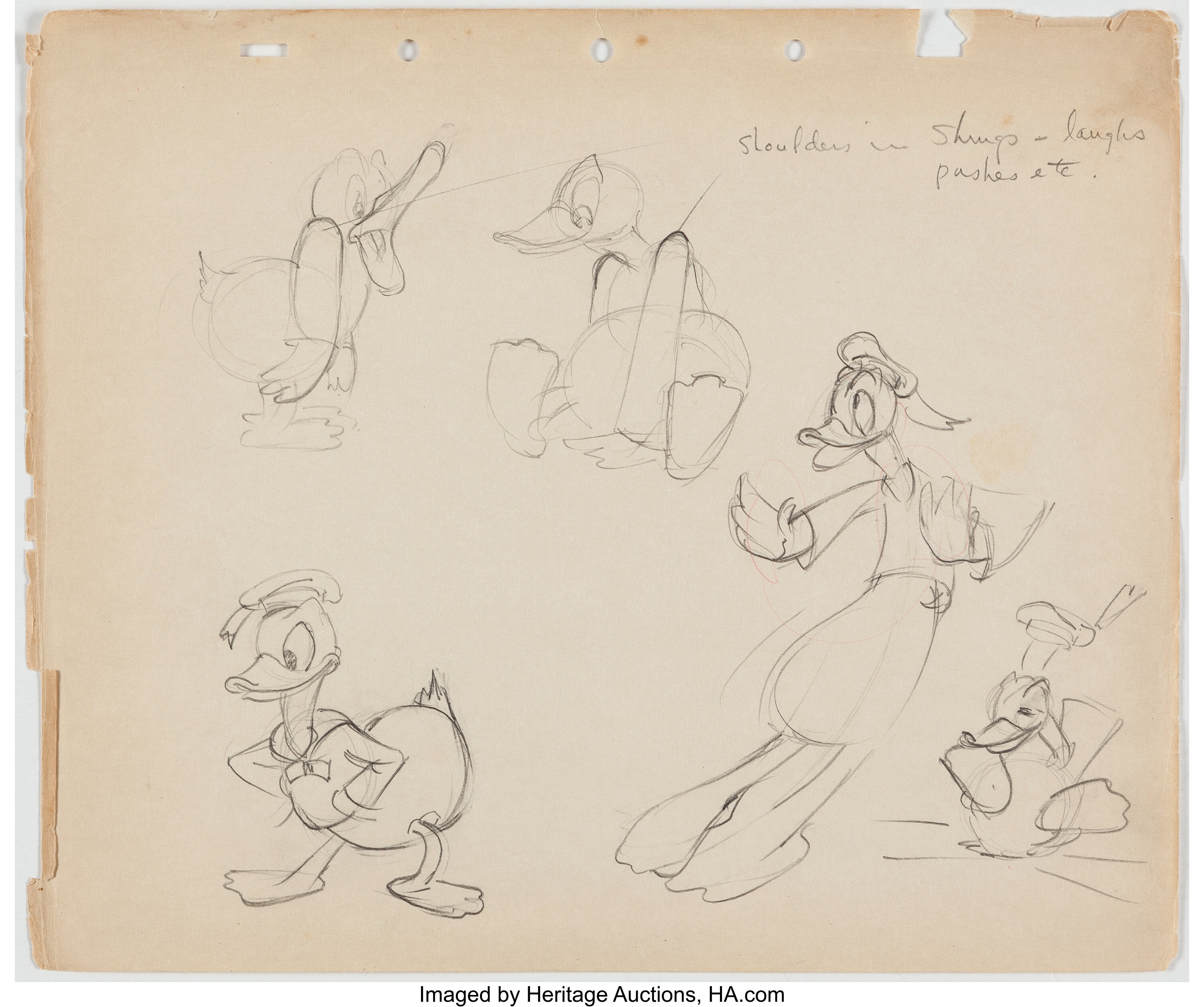 Donald Duck Hand Drawn Animation Art Model Sheet Walt Disney C Lot 11215 Heritage Auctions