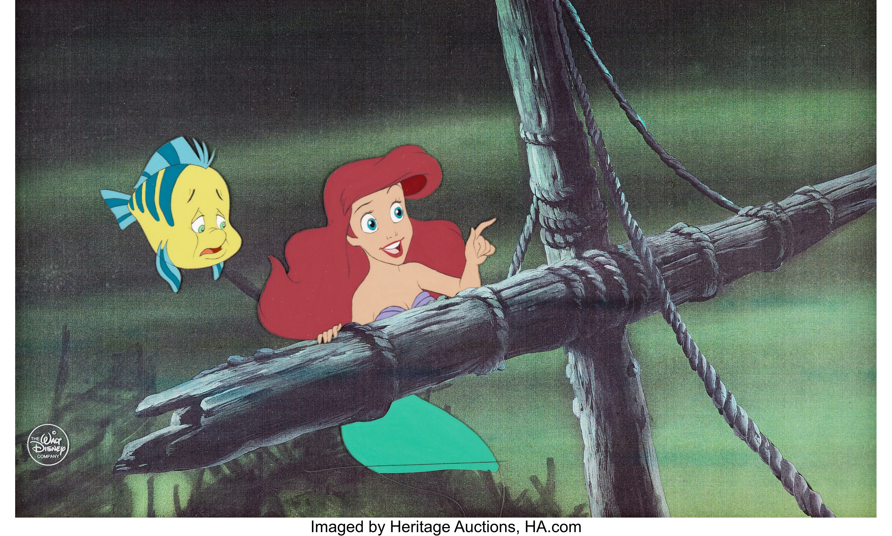 The Little Mermaid Flounder and Ariel Production Cel (Walt Disney