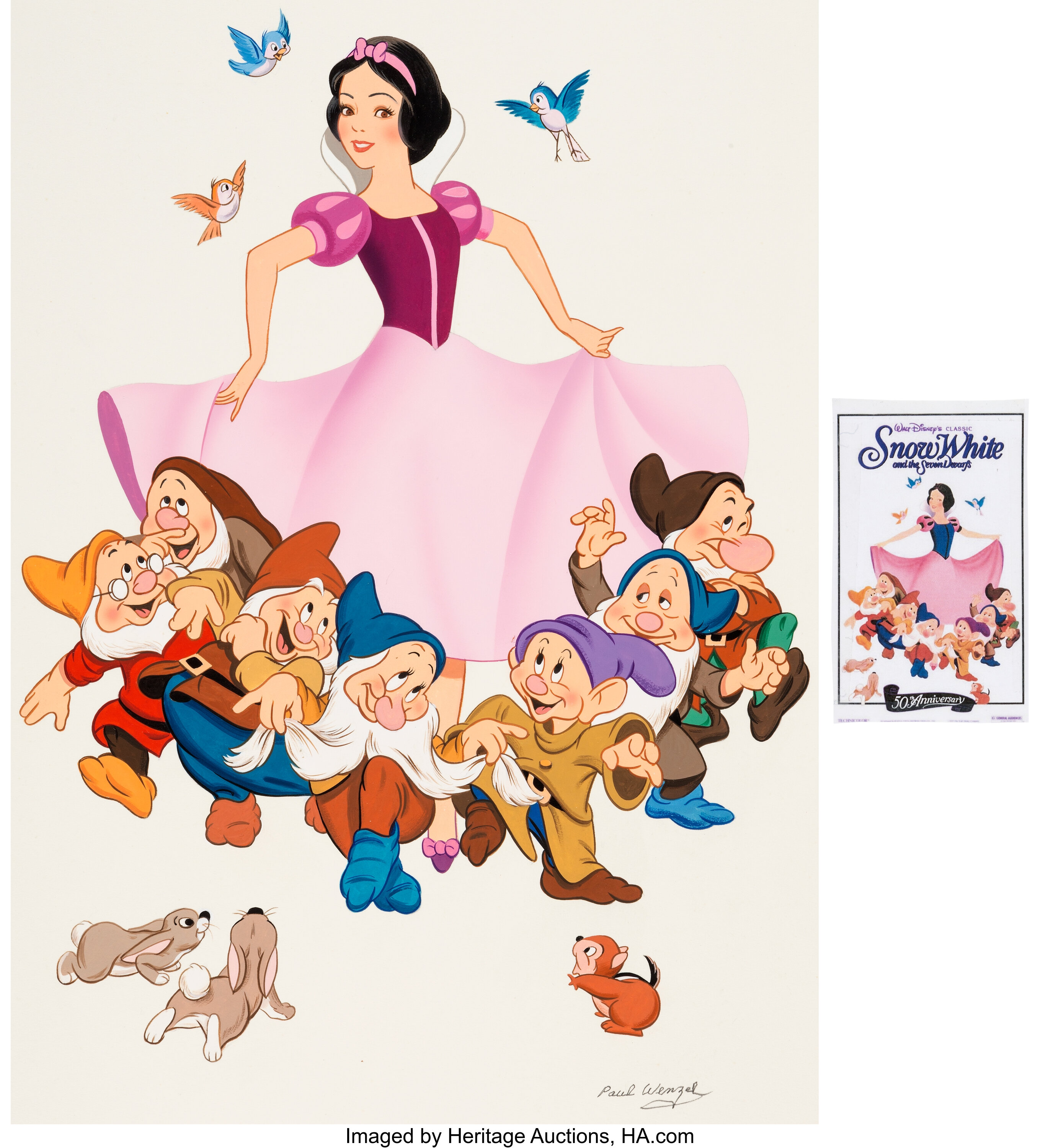 Snow White And The Seven Dwarfs Re Issue Poster Original Art By Lot 97244 Heritage Auctions 