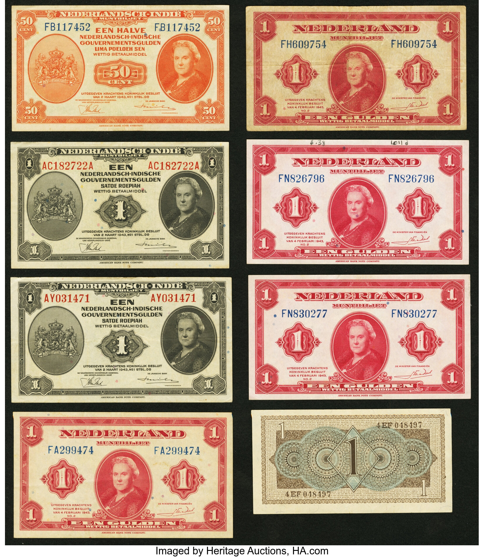 A Selection Of Twenty One Bank Notes From The Netherlands 14 Lot Heritage Auctions