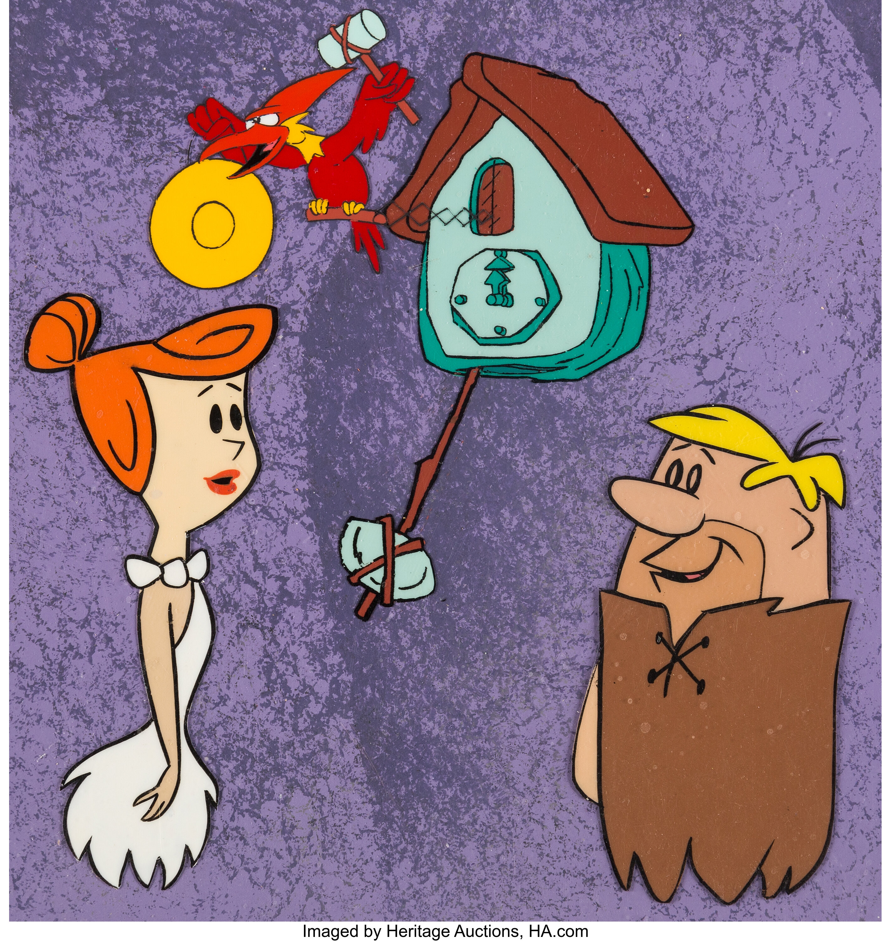 The Flintstones Barney Rubble And Wilma Flintstone Production Cel Lot 4950