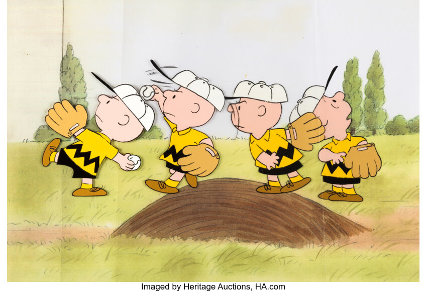 Official peanuts 2023 Charlie brown and Snoopy playing baseball