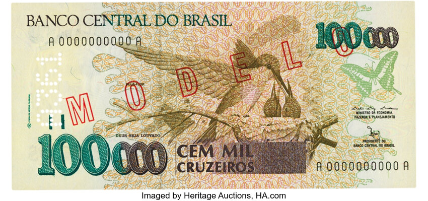 Brazil - Banco Central do Brasil 100000 Cruzeiros ND (1992) | Lot