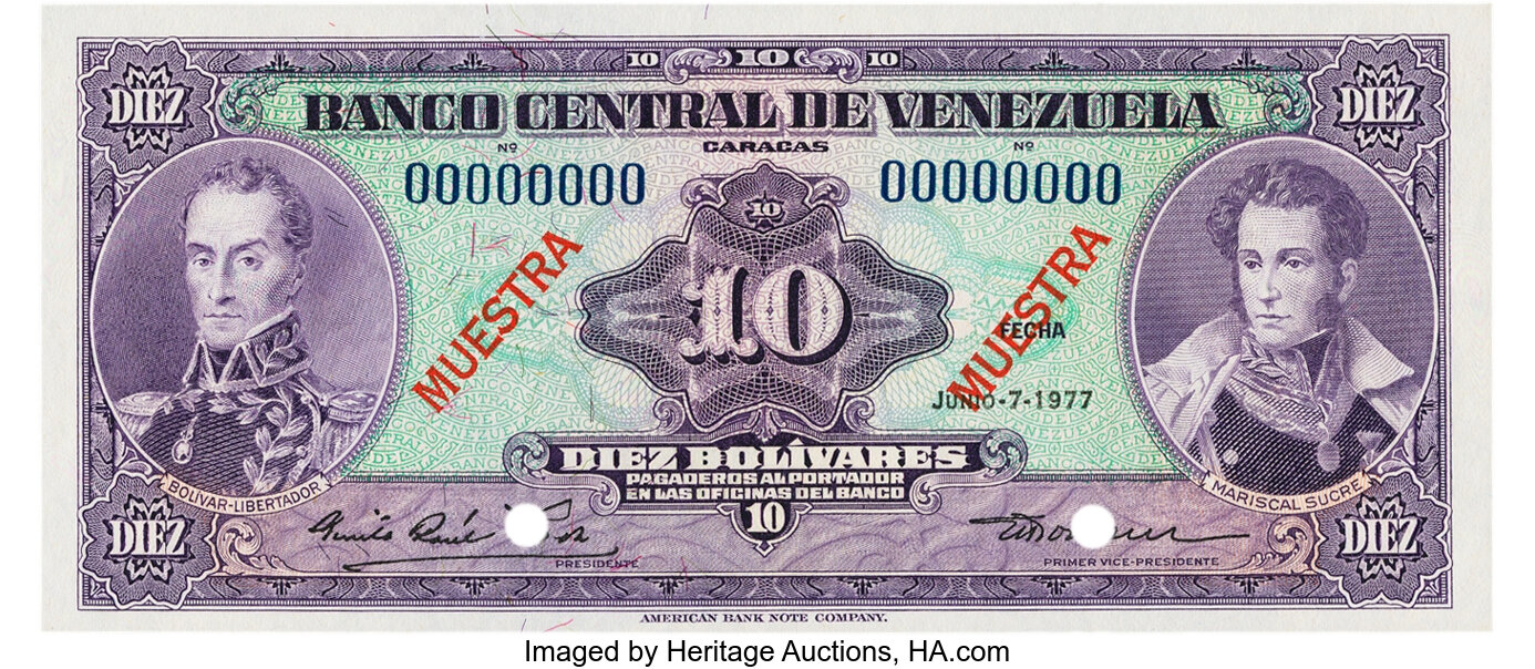 Venezuela - Banco Central de Venezuela 10 Bolivares June 7, 1977