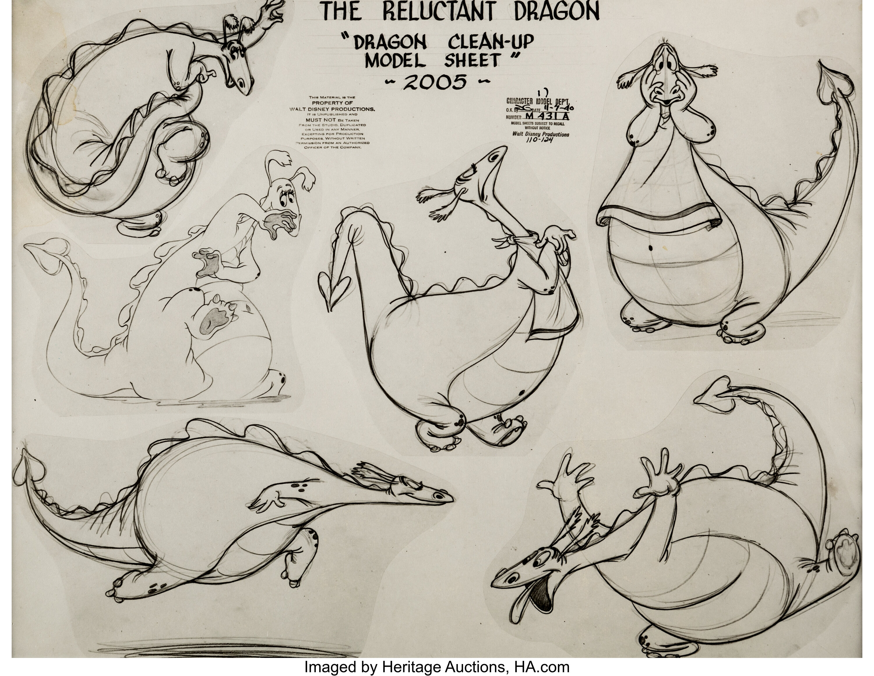 The Reluctant Dragon Model Sheet (Walt Disney Studio, 1940). ... | Lot ...