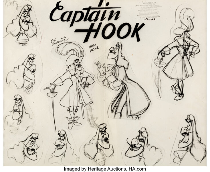 Peter Pan Captain Hook Model Sheet (Walt Disney, 1953). , Lot #97193