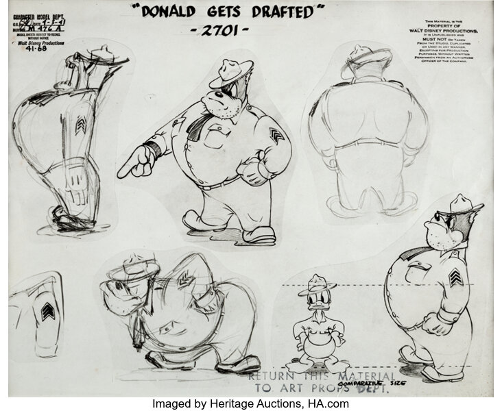 Donald Gets Drafted Drill Sergeant Pete And Donald Duck Model Sheet Lot Heritage Auctions