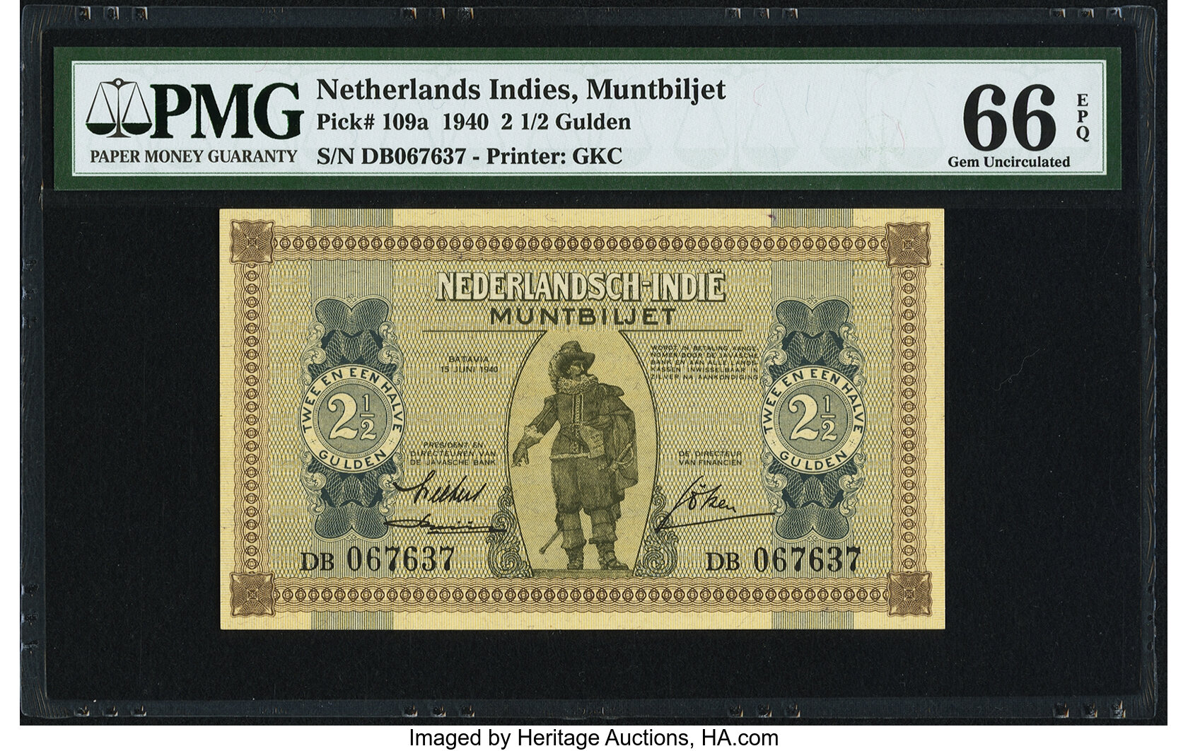 Netherlands Indies Nederlandsch-Indie Muntbiljet 2 1/2 Gulden