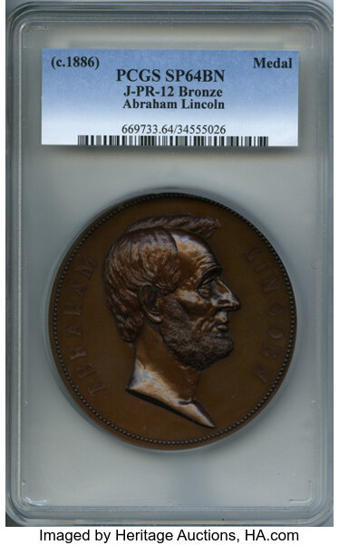 circa 1886 Abraham Lincoln Inauguration Medal SP64 PCGS. King 518