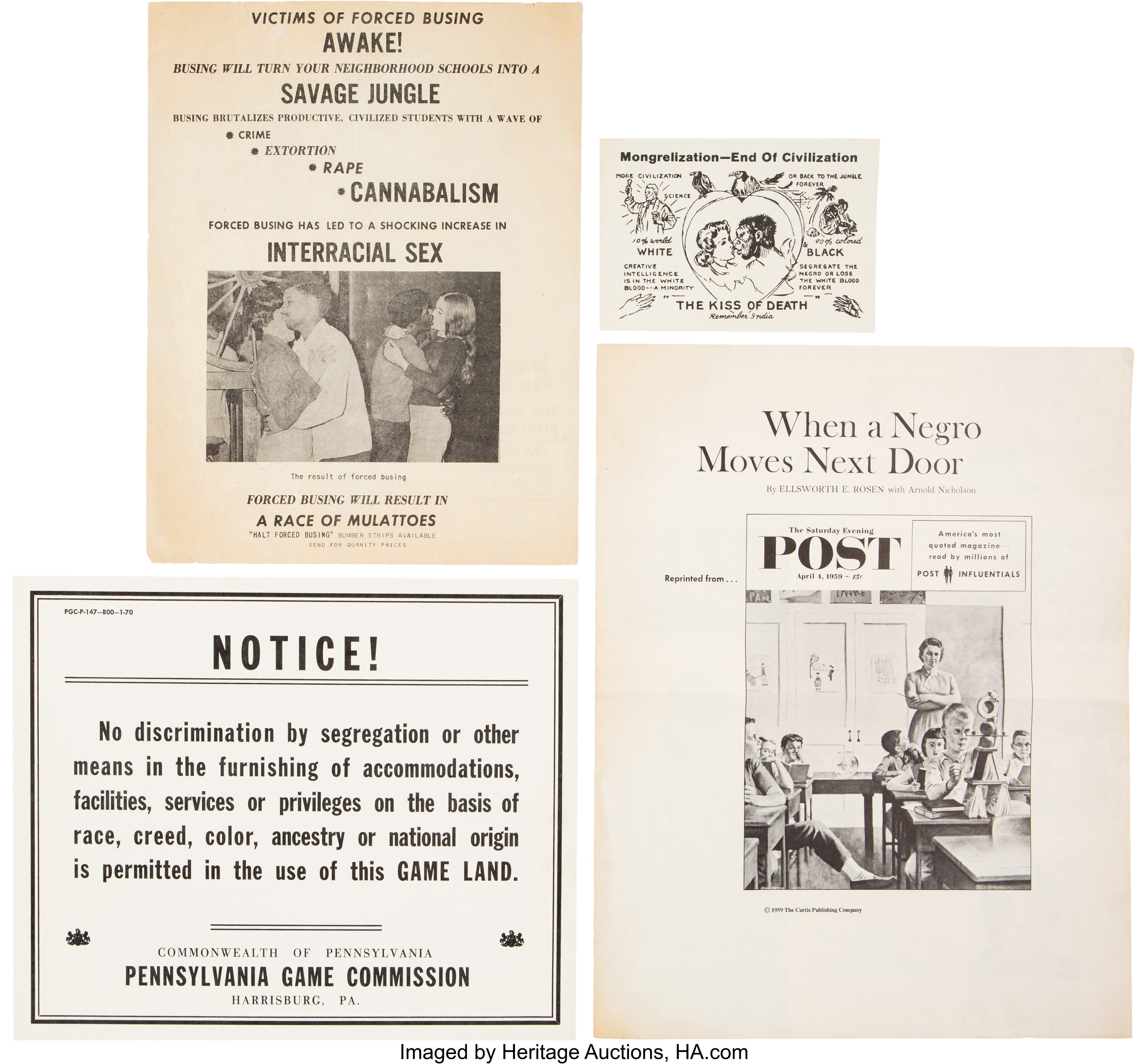 Segregation Related Ephemera Lot (4).... Antiques Black Americana | Lot  #47316 | Heritage Auctions