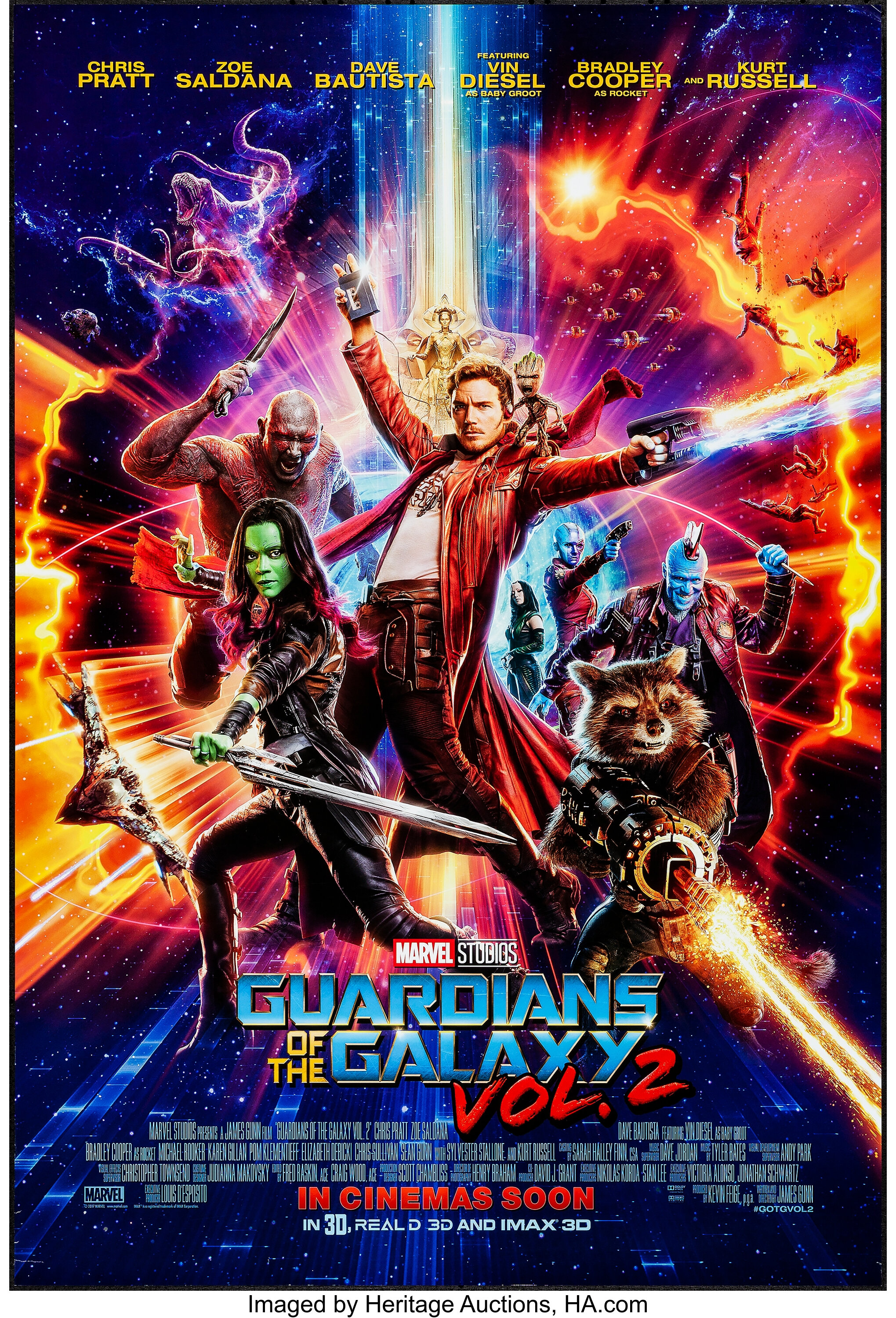 Guardians Of The Galaxy Vol 2 2017 Movie Poster 24x36 Borderless Glossy  17073