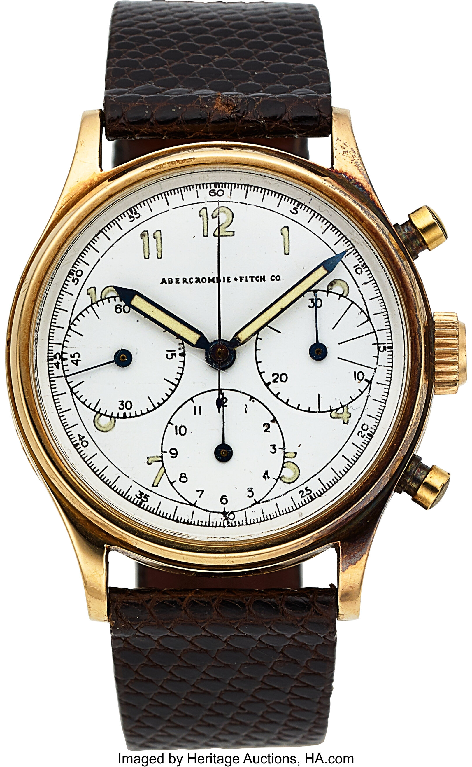 Abercrombie And Fitch Vintage Chronograph 14k Yellow Gold Manual Lot 54060 Heritage Auctions