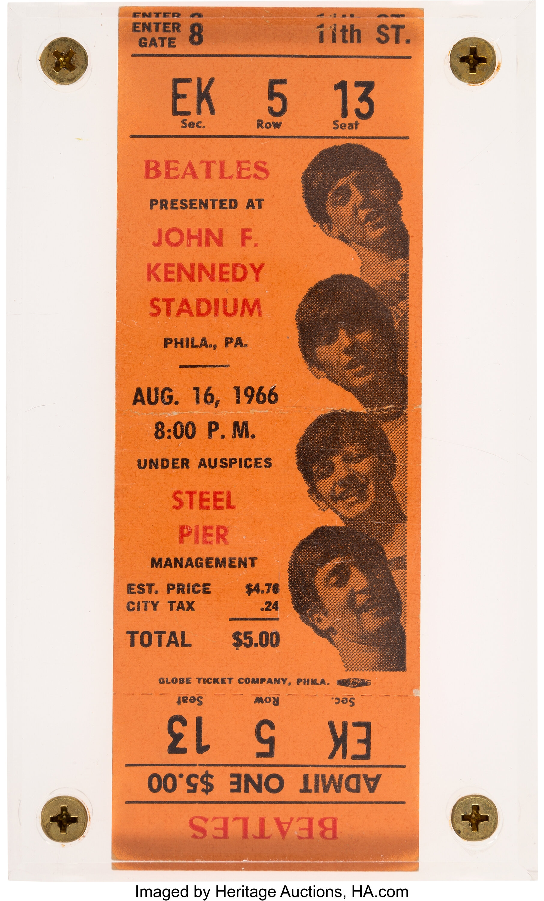 Beatles John F. Kennedy Stadium, Philadelphia, August 16, 1966 | Lot ...