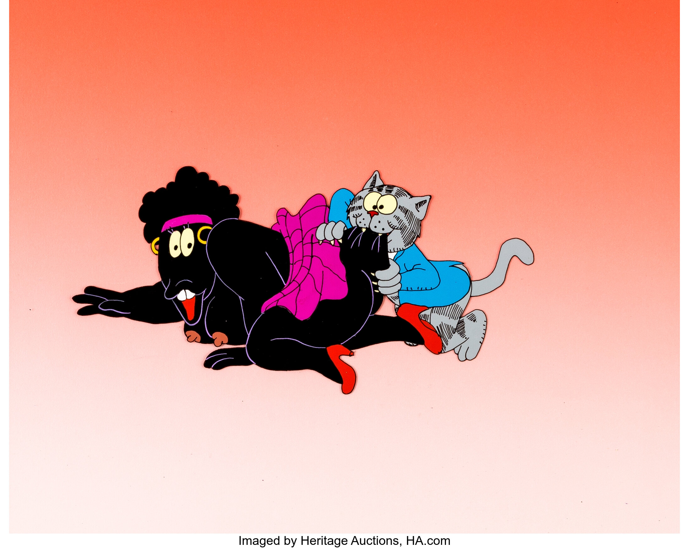 Fritz the Cat with Big Bertha Production Cel (Ralph Bakshi, | Lot #13255 |  Heritage Auctions