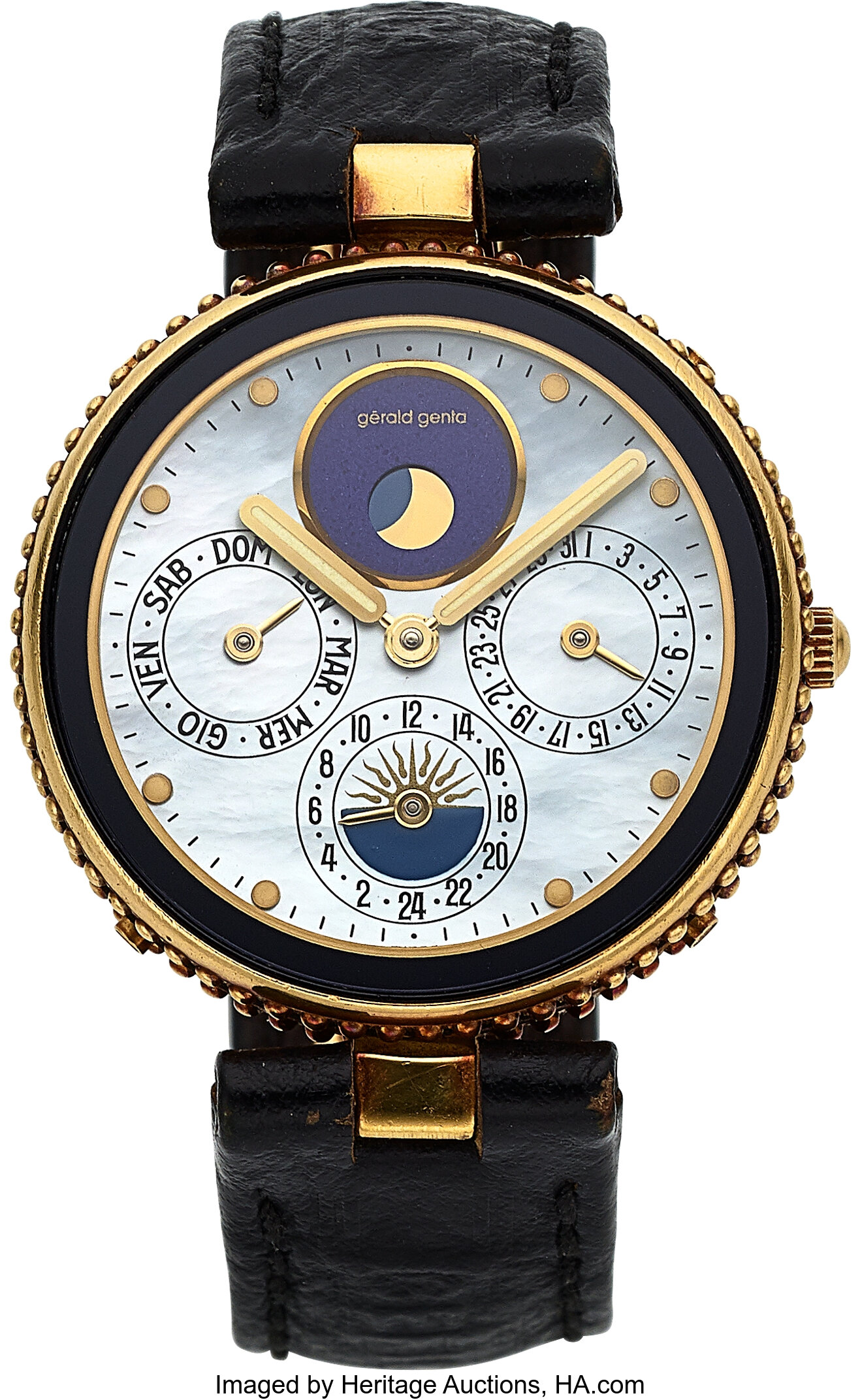 Gerald Genta Gefica Perpetual Calendar Moonphase 18K Yellow Gold