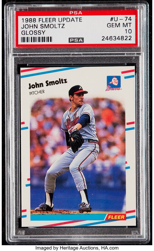 1988 Fleer Update Glossy John Smoltz U 74 Psa Gem Mint 10