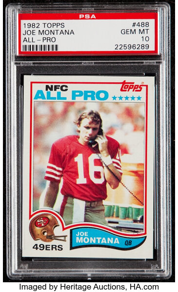 1982 Topps Joe Montana #488 PSA Gem Mint 10. Football Cards