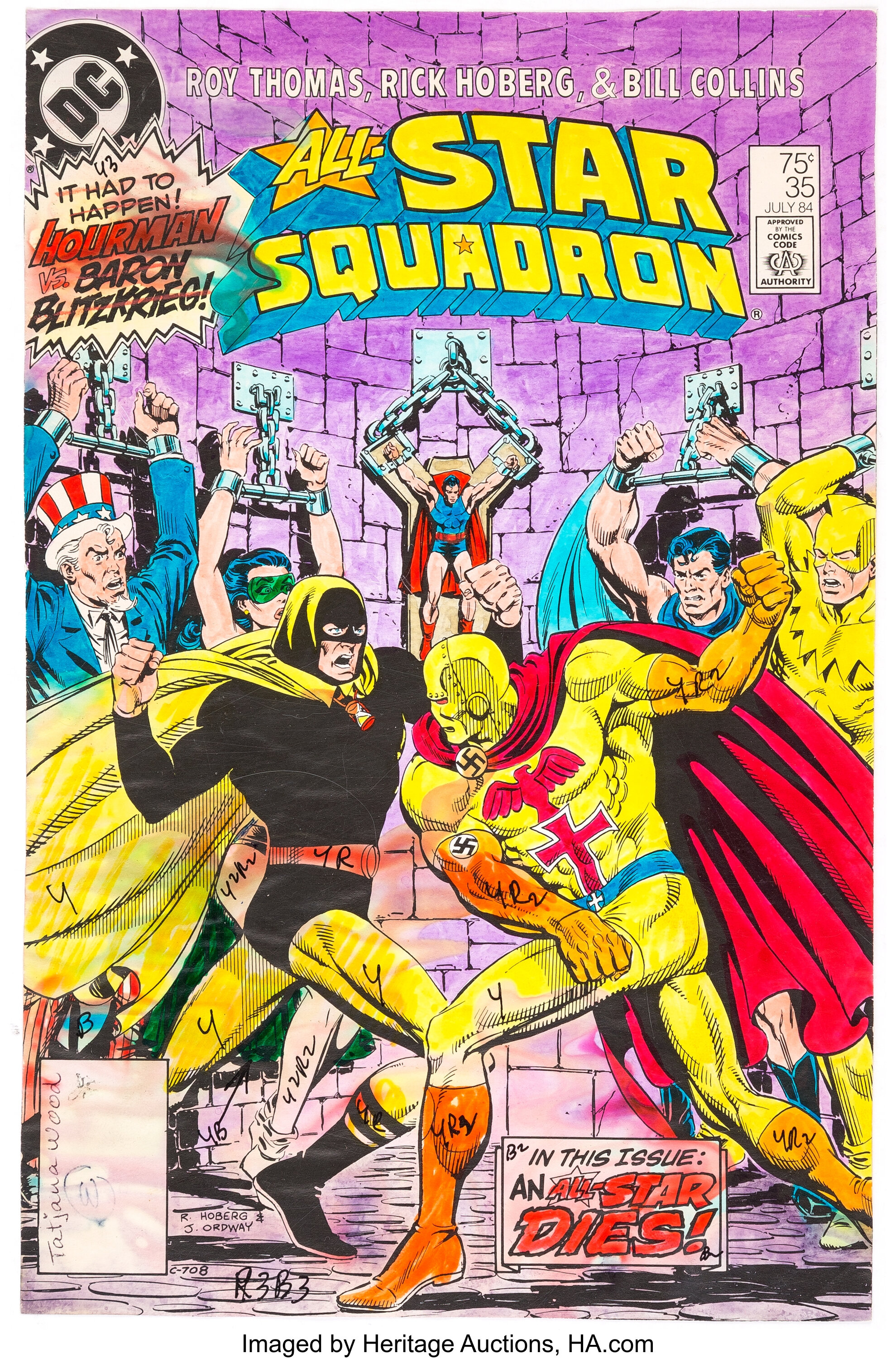 Tatjana Wood All-Star Squadron #35 Cover Color Guide (DC Comics, | Lot ...