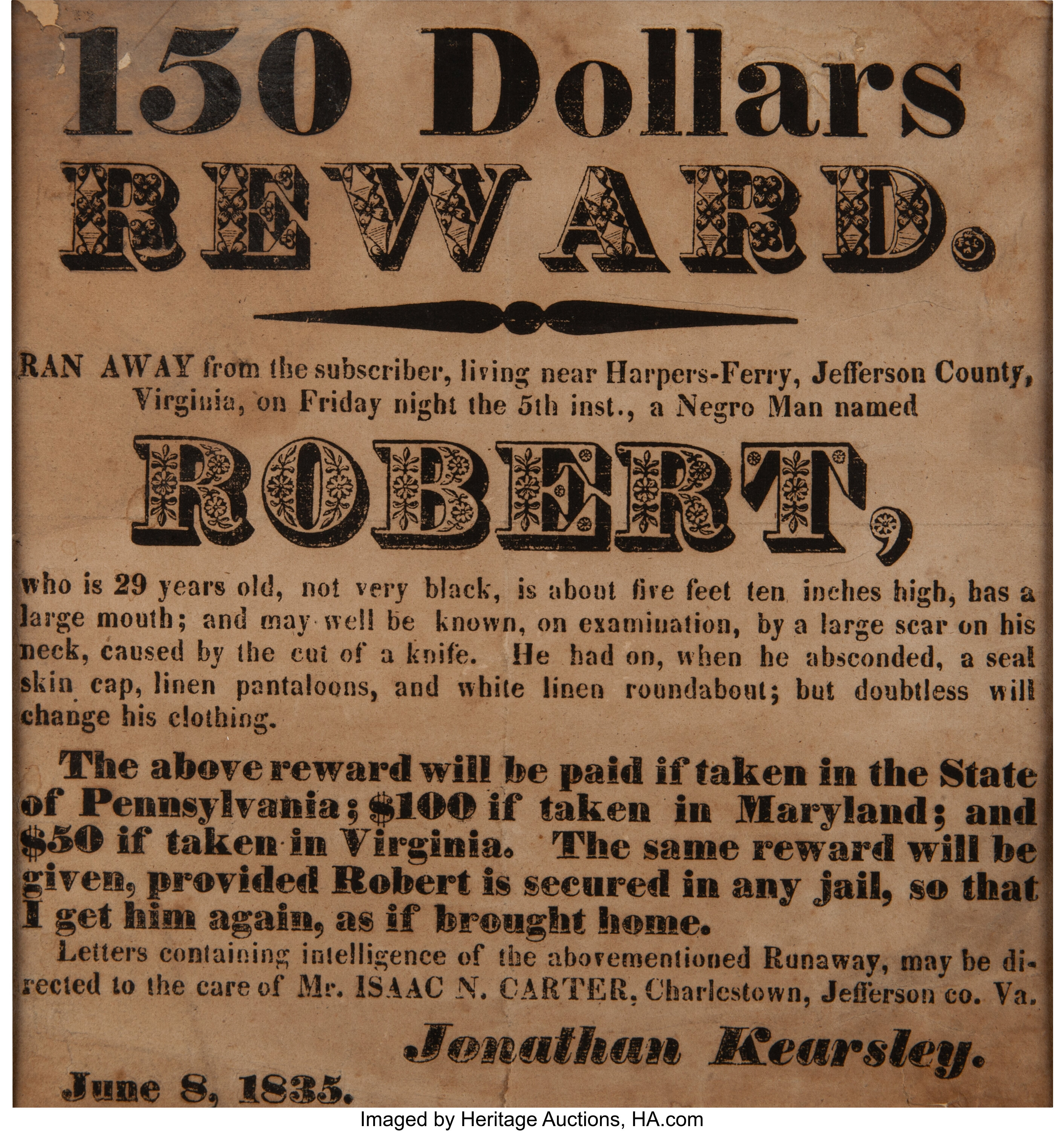 broadside-reward-for-runaway-slave-miscellaneous-broadside-lot