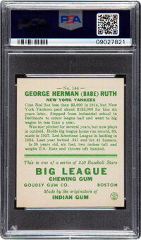 1933 Goudey Gum Babe Ruth 144 Reprint Baseball Card 